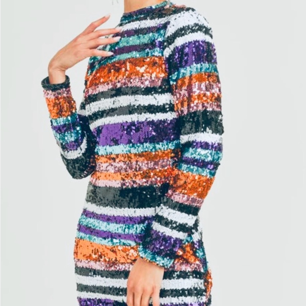 Vibrant Sequin Striped Dress